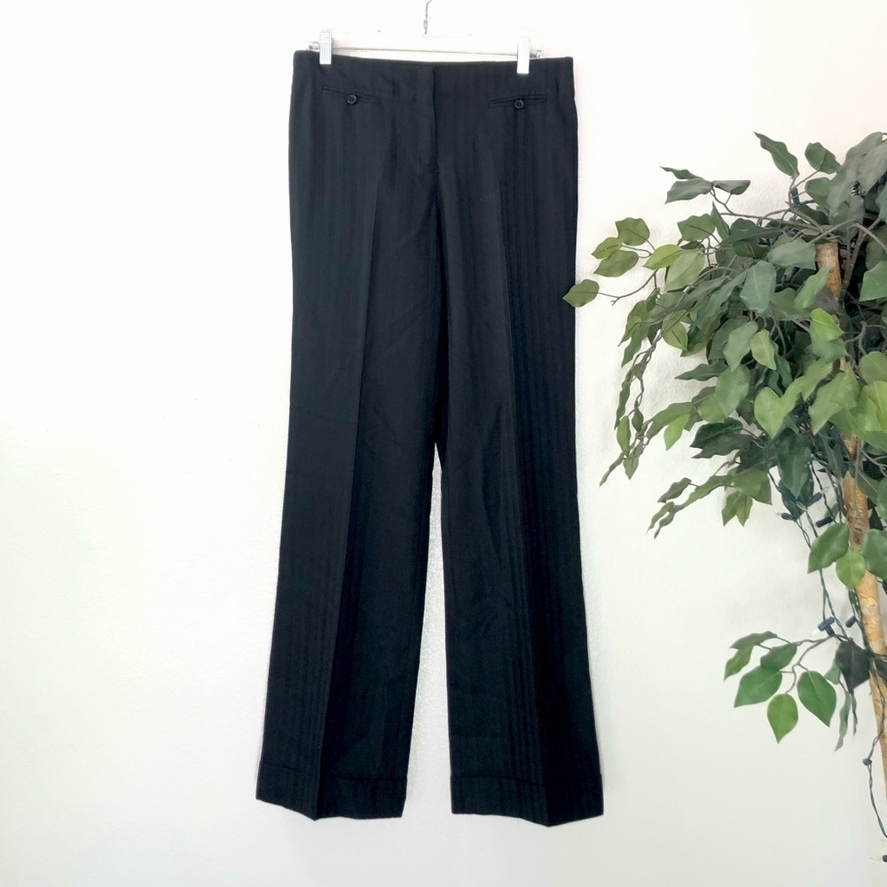 BCBGMaxazria Black Striped Slack Work Pants